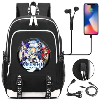 Игровой рюкзак Genshin Impact Для мужчин и женщин, рюкзак для путешествий с USB-ноутбуком, школьные сумки для мальчиков и девочек, повседневные сумки через плечо, Рюкзак для женщин.