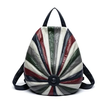 Новый женский 2023 Красочный Многофункциональный рюкзак из мягкой искусственной кожи для подростков Gilrs На плечо, Роскошный дизайнерский 2 размера на молнии в стиле ретро