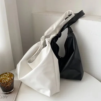 Женская сумка для отдыха в стиле ретро, однотонная сумка через плечо из искусственной кожи, высококачественная сумка подмышками, Женская сумка для покупок большой емкости.