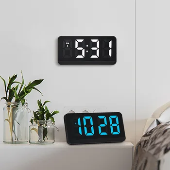 Цифровой будильник с изменением цвета RGB, светодиодные настенные часы, настенный дисплей температуры, настольные часы, лампа для домашнего декора