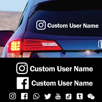 Имя пользователя Instagram Пользовательские автомобильные наклейки Виниловые наклейки Наклейки для мотоциклов FACEBOOK Pinterest YouTube Snapchat Pegatinas Coche