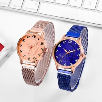 Новые женские часы, кварцевые часы высшего класса, водонепроницаемые и дышащие женские часы с магнитной пряжкой, стальной ремешок, изысканные часы