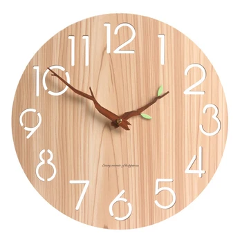 Скандинавские Деревянные 3D Настенные Часы Art Hollow Wall Clock Для Детской Комнаты/Домашнего декора 12 Дюймов