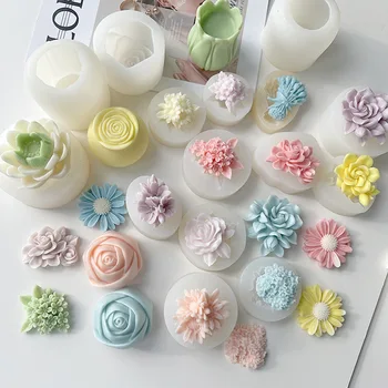 Силиконовые формы для помадки в виде цветка розы Bloom 3D для шоколадного торта, конфет, десерта, свечи, мыла, полимерной глины, декора для кексов