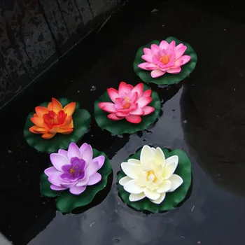 3шт Водяная лилия Плавающий Лотос Искусственный цветок Реалистичный микроландшафт водяной лилии Пруд с листьями Лоту Сад Декор из искусственных растений