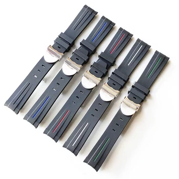 Водонепроницаемые Сменные аксессуары для часов Ремешок для наручных часов серии TUDOR Prince Резиновый силиконовый браслет с пряжкой-бабочкой 20-21 мм