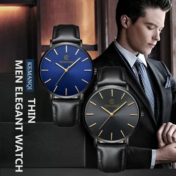Лучшие брендовые часы для мужчин 2023 Простые Ультратонкие Темпераментные кварцевые часы с кожаным ремешком Модные Элегантные мужские часы reloj hombre