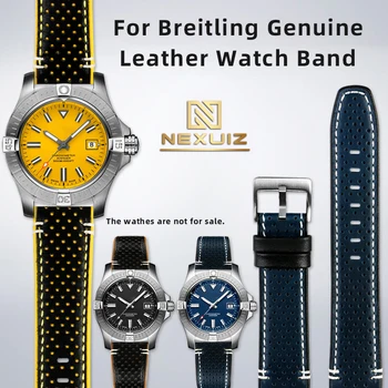 Двухцветные часы из воловьей кожи с аксессуарами для Breitling Super Ocean Yellow Wolf Investigator Ремешок из натуральной кожи 22 мм