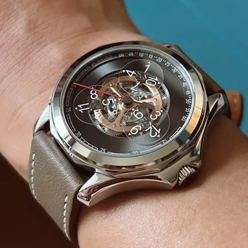 Мужские часы Miyota с таинственным кодом, автоматические механические 40-миллиметровые наручные часы, 50-метровые водонепроницаемые часы с сапфировым скелетоном и концептуальным циферблатом