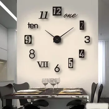 2022 Новые 3D Римские Цифры Акриловые Зеркальные Настенные Часы Наклейка Мода DIY Кварцевые Часы Часы Украшение Дома Гостиная Наклейки