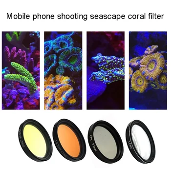 Аквариумный фильтр для объектива камеры смартфона 4 в 1, желто-оранжевый фильтр для объектива для фотосъемки аквариума с коралловыми рифами