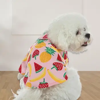 Милая футболка для домашних животных с застежкой на пуговицы, декоративная хлопчатобумажная двуногая рубашка для домашних собак с лимонным рисунком