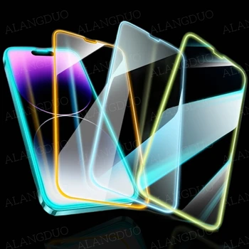 Светящееся Красочное Стекло для iPhone 14pro 14 13 12 mini 11 Pro max 14plus Защитная пленка для экрана iPhone14 13pro Gitter Temperated Glas