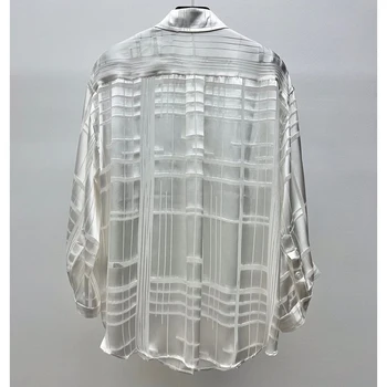 2023 женская клетчатая прозрачная рубашка высшего качества, лоскутные шорты из смесовой шелковой ткани с геометрическим рисунком, короткие