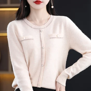 Весенний женский свитер в новом стиле, женский пуловер, повседневные пальто с длинным рукавом и V-образным вырезом, джемпер, вязаные топы из 100% шерсти, одежда