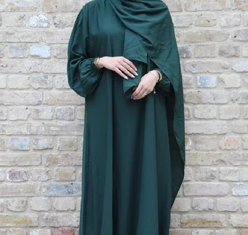 Мусульманская Одежда Турция Однотонная Исламская Одежда Nida Dress Abaya Дубай Макси Джилбаб с Длинным Рукавом для Женщин Ислам Кафтан Марокканский Халат