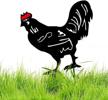 Yard Art Chicken,Акриловые Садовые Колья, Защищенные от коррозии, для Цыплят | 2D Колья для Животных Chicken Family Garden Silhouette Yard Art Hollo