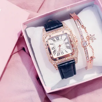 Sdotter, женские часы с бриллиантами, Звездный роскошный браслет, женские повседневные часы с кожаным ремешком, кварцевые наручные часы, женские часы Zegarek
