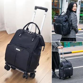 2023 Сумка на колесиках для путешествий, сумки-тележки, женский рюкзак на колесиках, Оксфордский чемодан на колесиках большой емкости