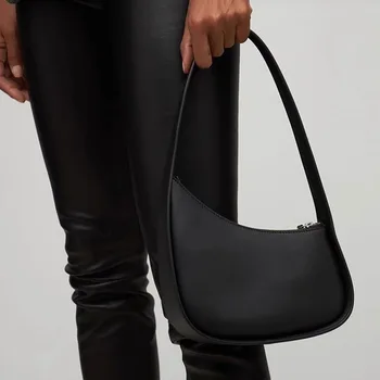 Сумка-полумесяц из воловьей кожи с рядным слоем в минималистичном стиле, сумка на одно плечо, сумка подмышками, сумка из натуральной кожи, женская сумка