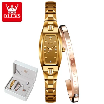 OLEVS Модные кварцевые женские часы класса люкс, лидирующий бренд, вольфрамовая сталь, бриллиантовый дизайн, женские наручные часы Relogio Feminino