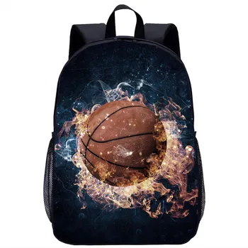 Рюкзак с принтом баскетбола Cool Flame для девочек и мальчиков, повседневный рюкзак для подростков, модная школьная сумка для женщин, Мужской рюкзак для ежедневного хранения