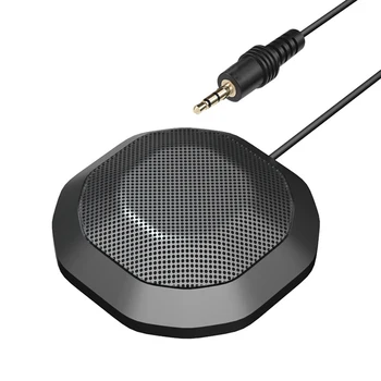Портативный 3,5-мм разъемный конференц-микрофон, 360 ° Всенаправленный конденсаторный микрофон для ПК, подключаемый и воспроизводимый Маленький микрофон для ПК, ноутбука