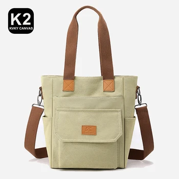 Женская сумка из холста бренда KVKY 2023, летняя модная повседневная сумка-тоут для девочек, экологически чистая холщовая сумка через плечо