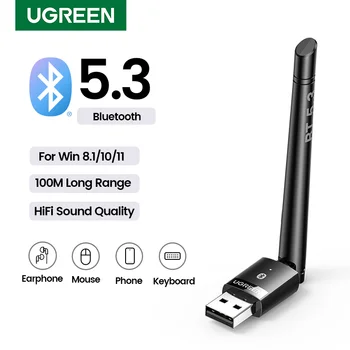 UGREEN USB Bluetooth 5.3 Адаптер для ПК Динамик Беспроводная Мышь Клавиатура Музыкальный аудиоприемник Передатчик Bluetooth Ключ