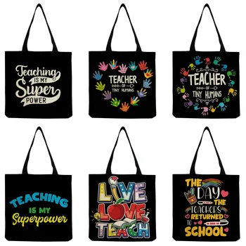 Сумки для покупок, складная настраиваемая сумка большой емкости, экологичная сумка через плечо, портативный подарок школьному учителю