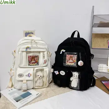 Японский студенческий рюкзак, эстетичный рюкзак для девочек, милые школьные сумки для колледжа, Многокарманный Кавайный нейлоновый рюкзак для ноутбука с подвеской