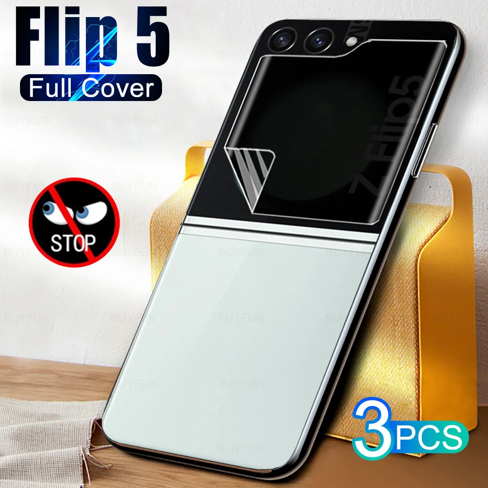 Flip5 Задняя Защитная Гидрогелевая Пленка 3шт Для Samsung Galaxy Z Flip 5 Защита Экрана От Шпиона Не Стекло Samsang ZFlip5 ZFlip 5 5G Изображение 0