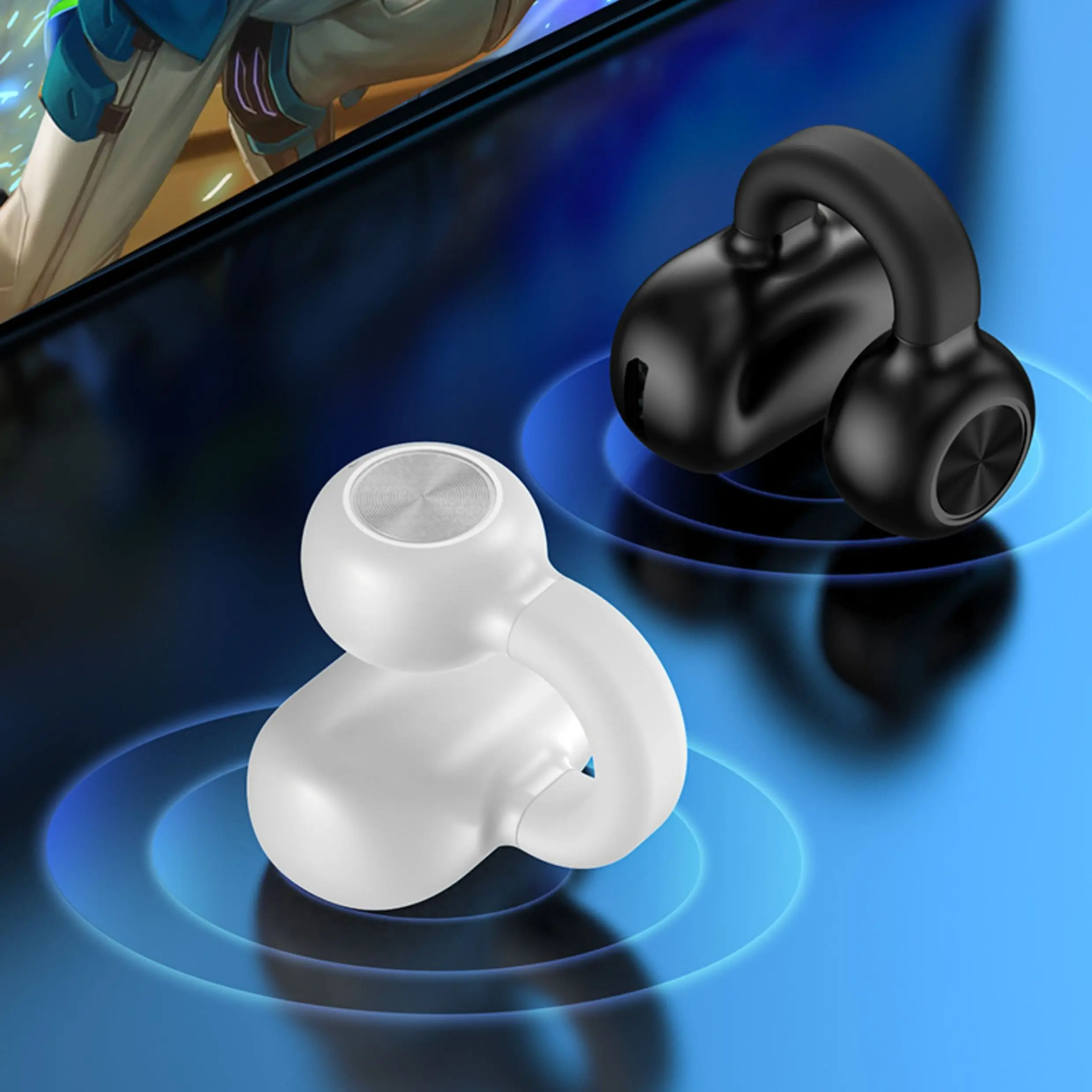 Гарнитура Bluetooth 5.3, мини-ушной крючок, спортивный музыкальный звонок с защитой от потери, скрытые затычки для ушей с микрофоном для смартфона, беспроводные наушники Изображение 0
