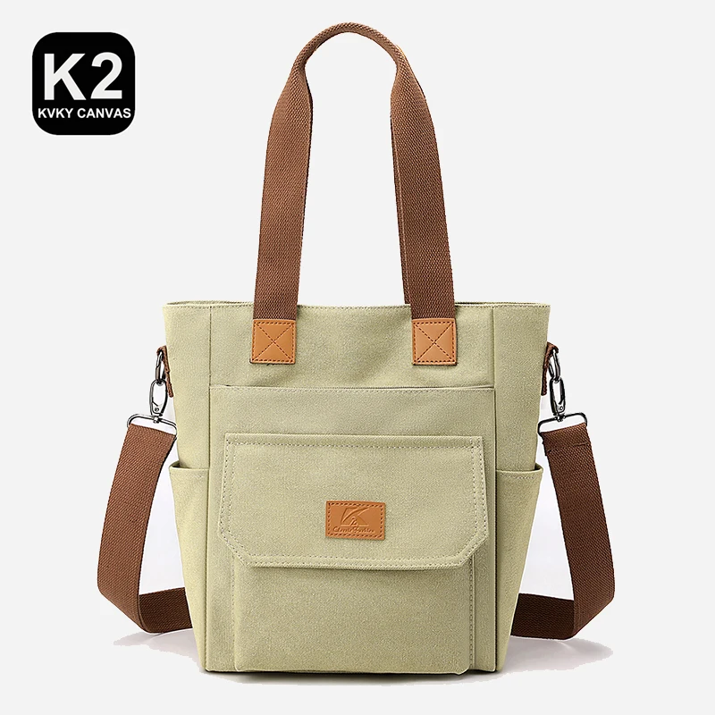 Женская сумка из холста бренда KVKY 2023, летняя модная повседневная сумка-тоут для девочек, экологически чистая холщовая сумка через плечо Изображение 0