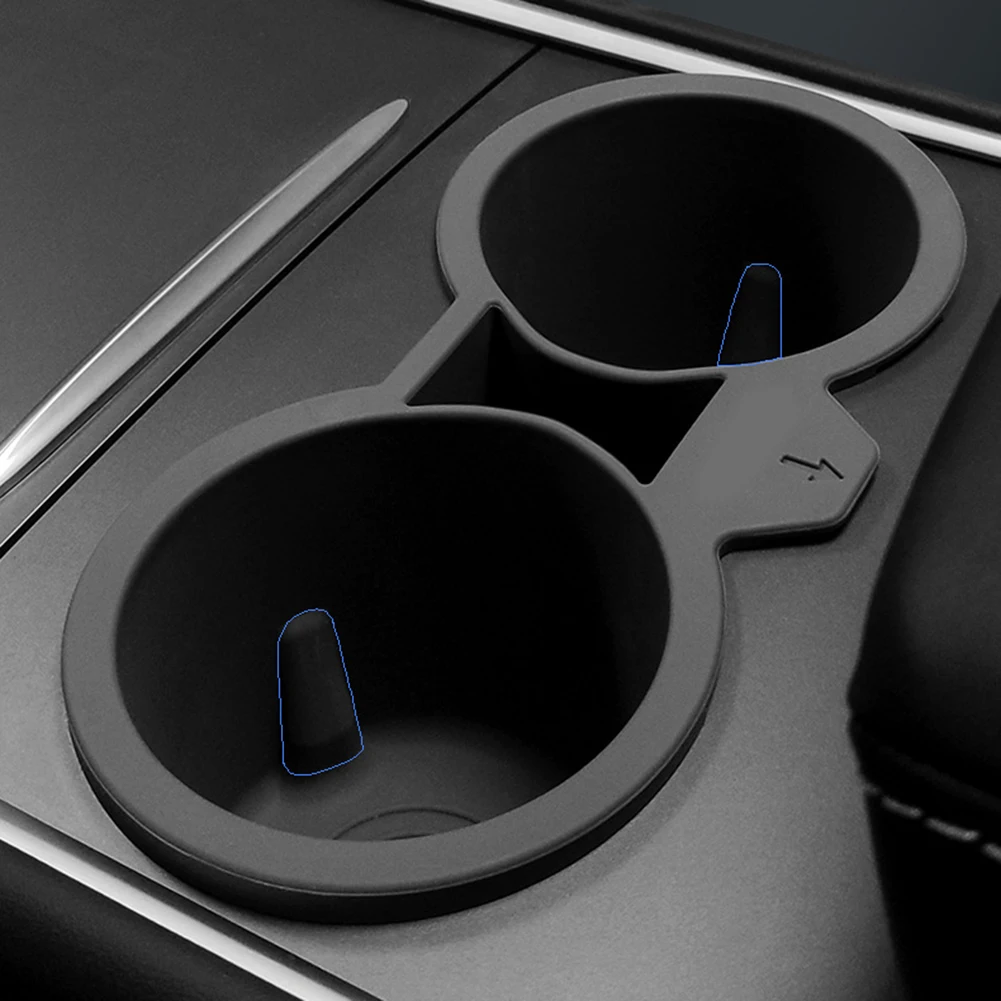 Черный Держатель стакана для воды Ящик для хранения Консольный Подстаканник Подстаканник Вставка для Tesla Модель 3 Модель Y 2021 2022 2023 Автоаксессуары Изображение 0