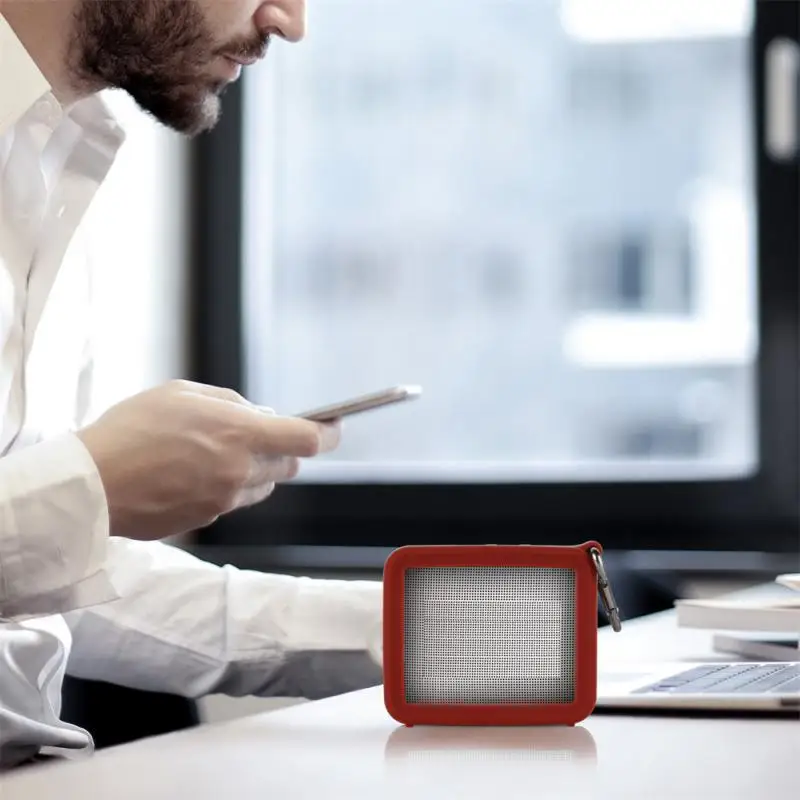 Аудиокомплект Серебристо-серый Дизайн с отверстием для регулировки громкости Стильный и красивый дизайн в стиле ретро Силиконовый чехол для динамика Бордово-синий Изображение 1