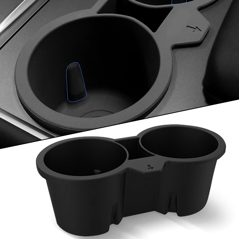 Черный Держатель стакана для воды Ящик для хранения Консольный Подстаканник Подстаканник Вставка для Tesla Модель 3 Модель Y 2021 2022 2023 Автоаксессуары Изображение 1