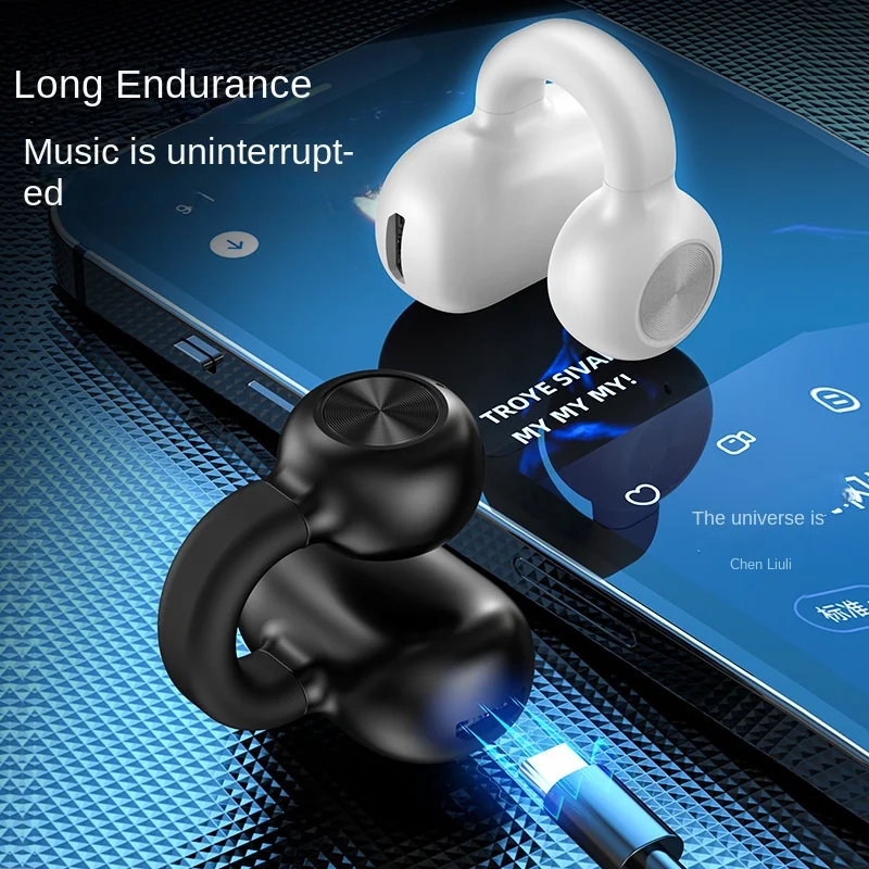 Гарнитура Bluetooth 5.3, мини-ушной крючок, спортивный музыкальный звонок с защитой от потери, скрытые затычки для ушей с микрофоном для смартфона, беспроводные наушники Изображение 2