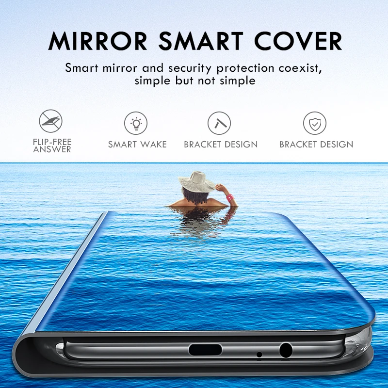 Флип-Чехол Smart View Mirror Для Samsung Galaxy S22 Ultra S21 Ultra S20 S10 S9 S8 Plus A52 A72 Note 20 10 9 8 Кожаный Чехол Для Телефона Изображение 3