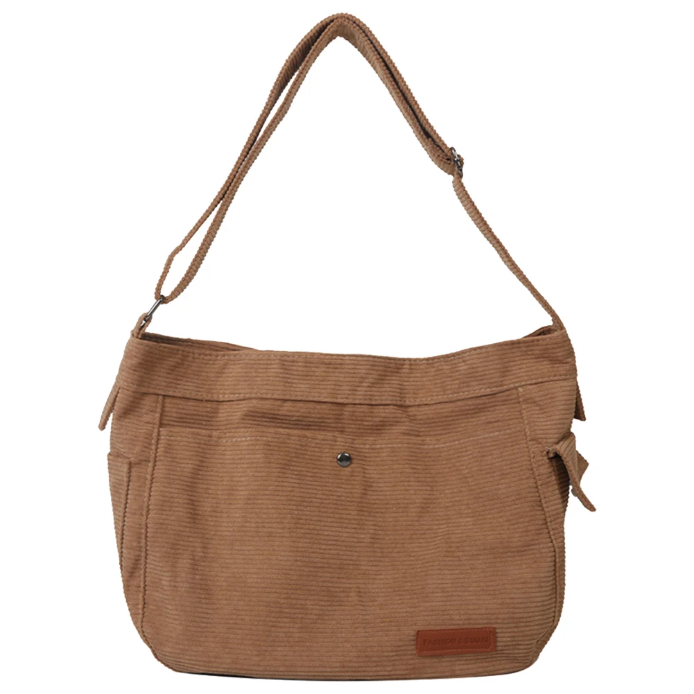 Женская универсальная сумка-мессенджер Большой емкости, дорожные сумки-хобо, Вельветовый Регулируемый ремешок, однотонная Женская сумка для отдыха, свиданий Изображение 4